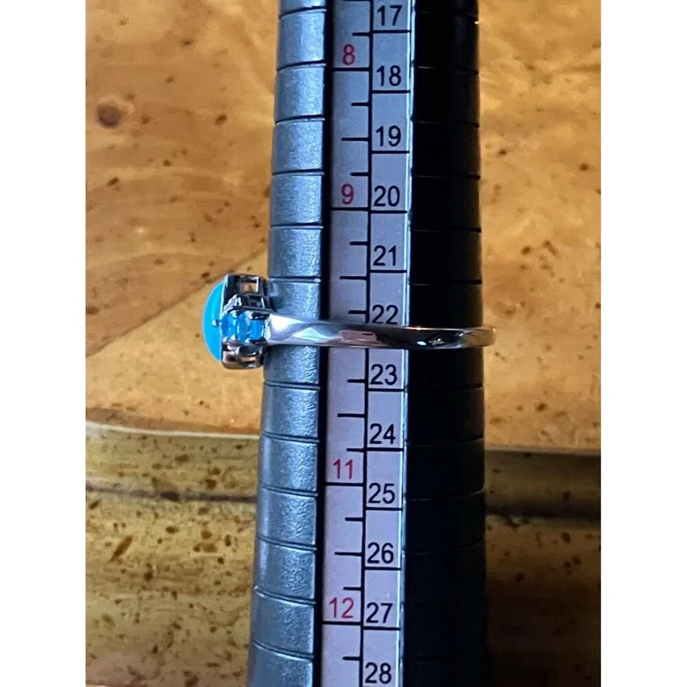 Sleeping Beauty Turquoise Blue Apatite Sterling Silver Ring Size 10